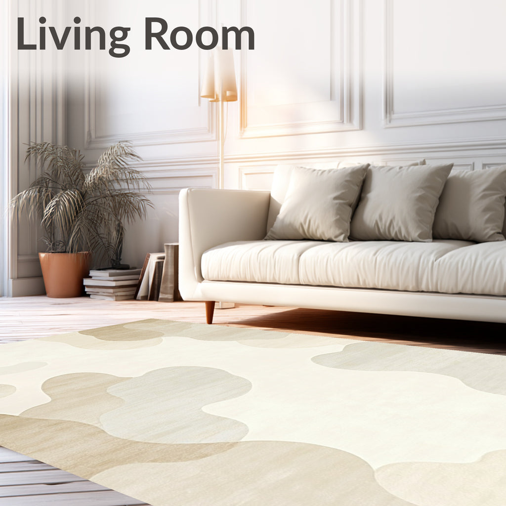 Abstract Beige Organic Shapes Rug