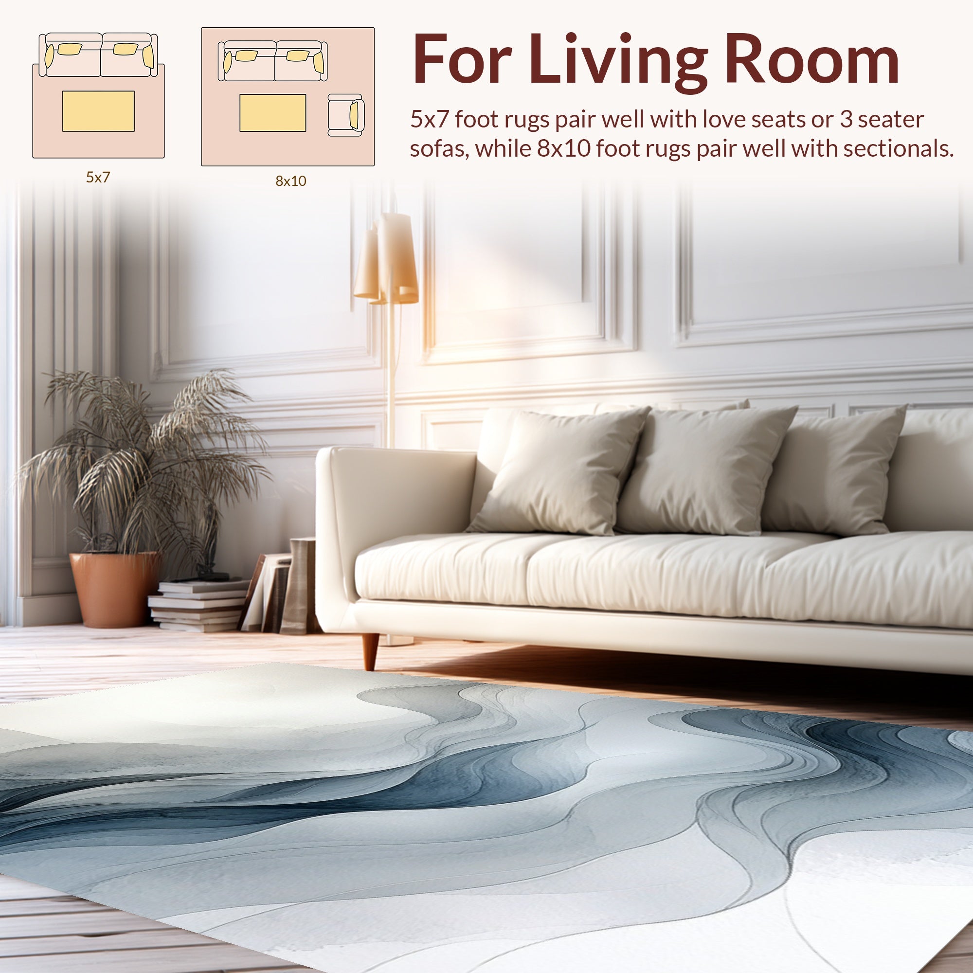 Abstract Ink Wash Waves Rug