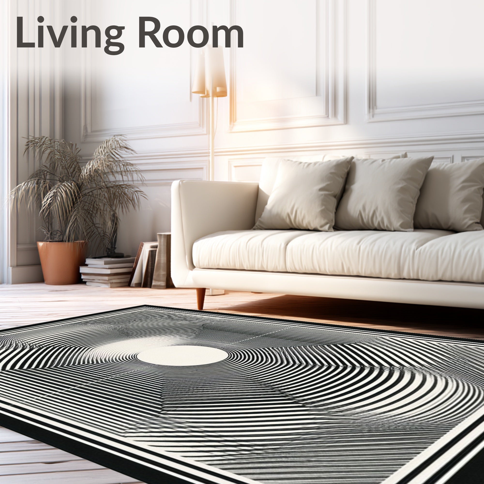 Abstract Black White Geometric Op Art Rug