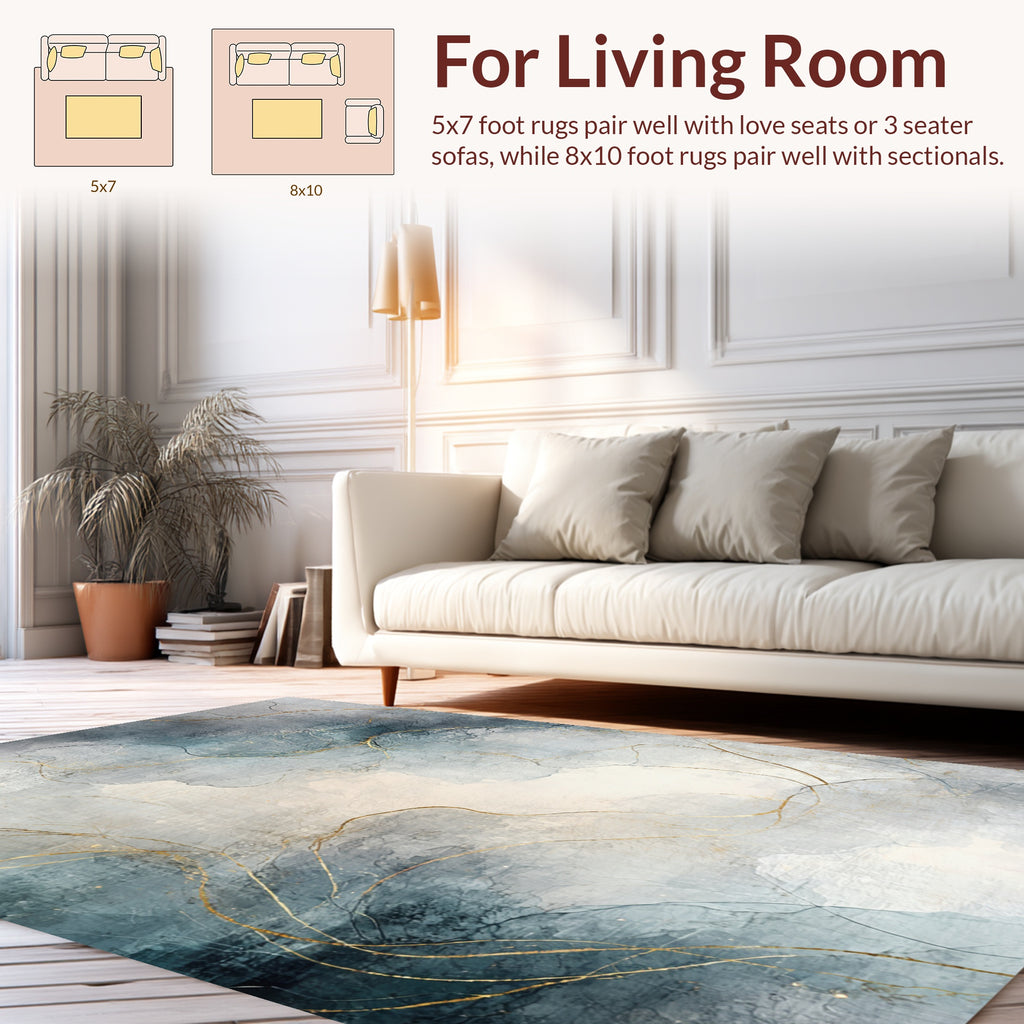 Abstract Fluid Navy Gold Rug