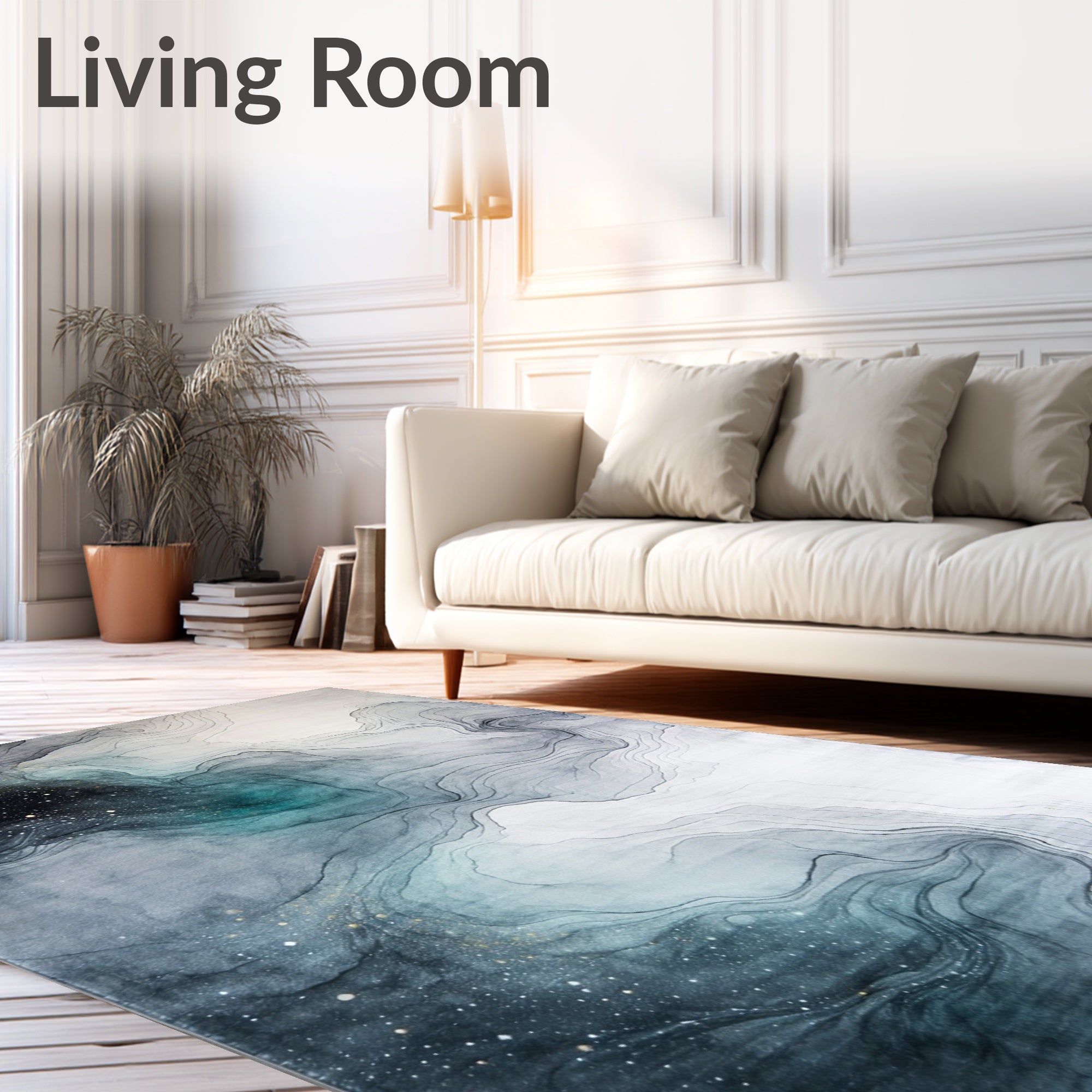 Abstract Ink Wash Swirl Pattern Rug