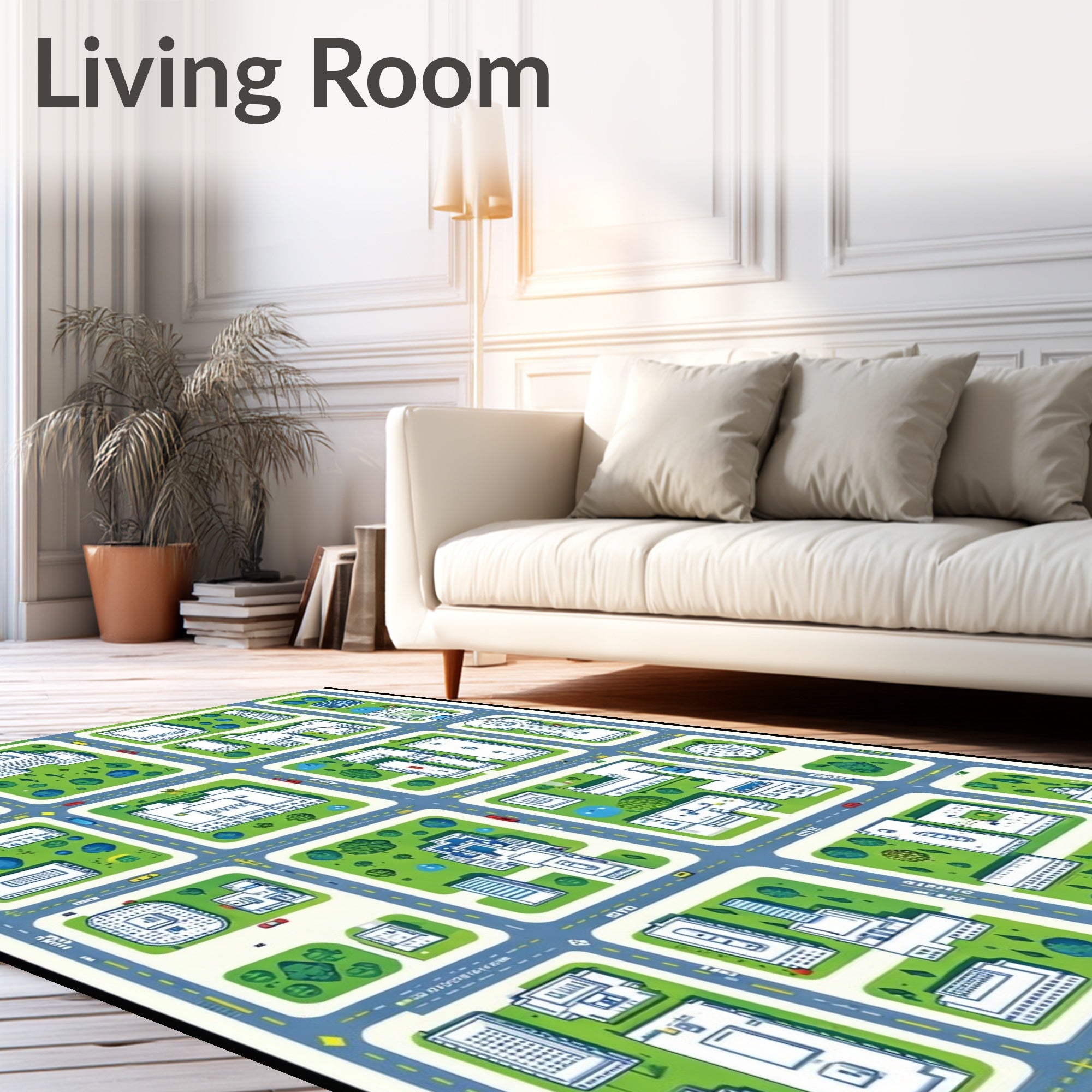 Abstract Cityscape Grid Pattern Rug