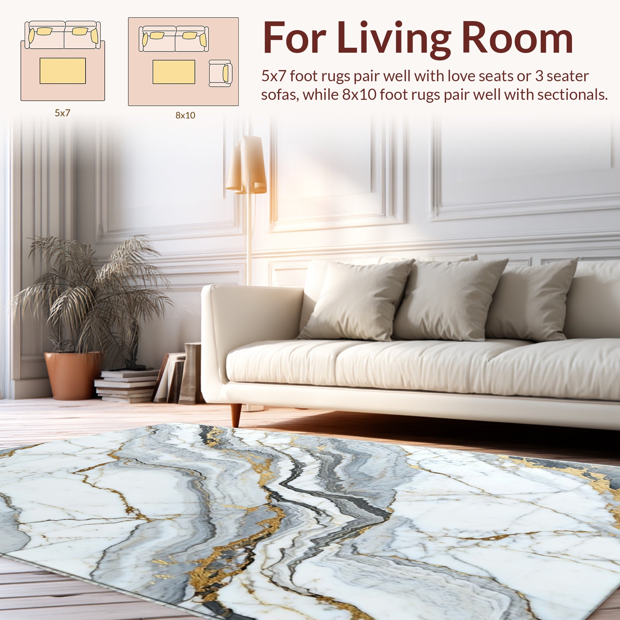Abstract Gold Veined Marble Elegance Rug