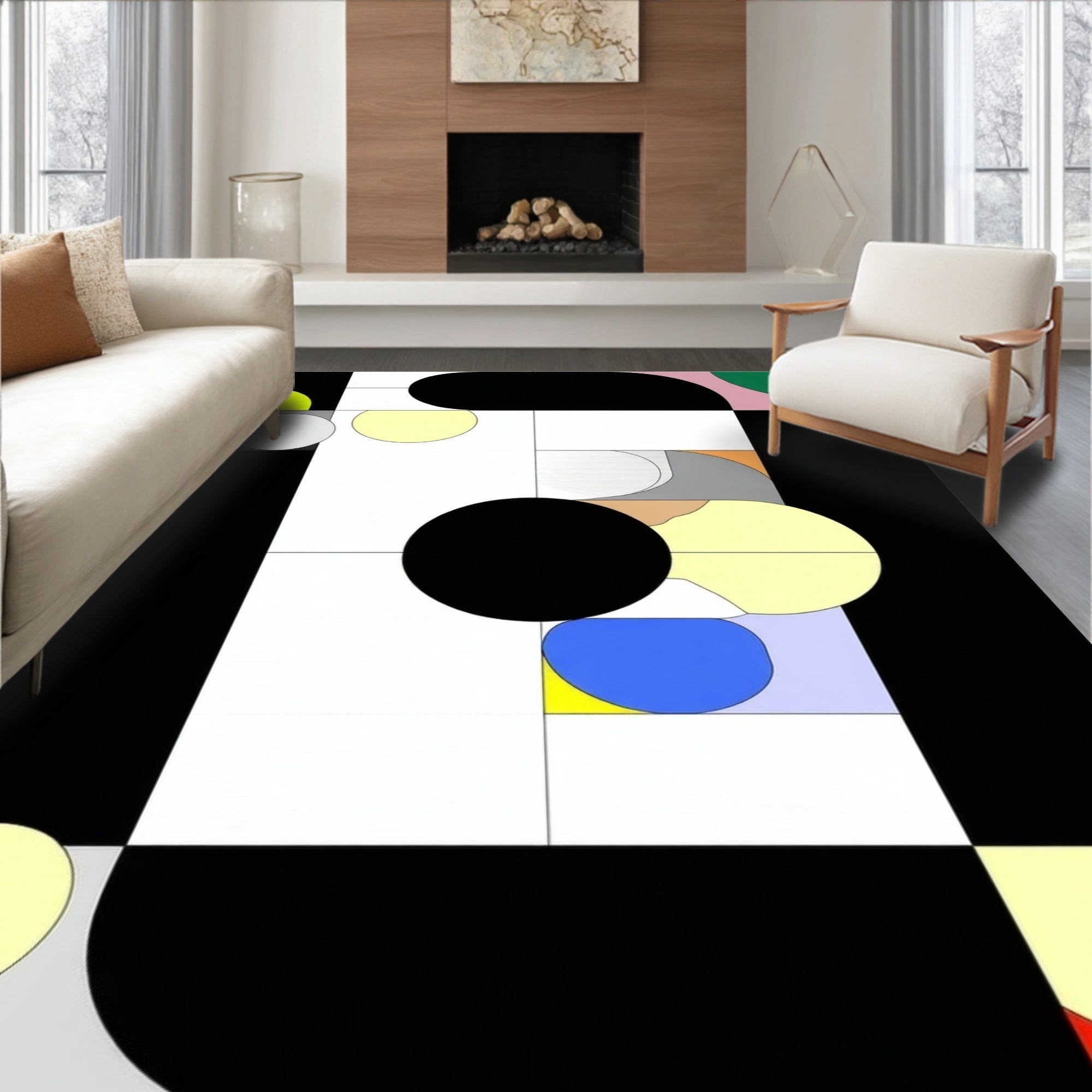 Abstract Geometric Elements Pattern Rug