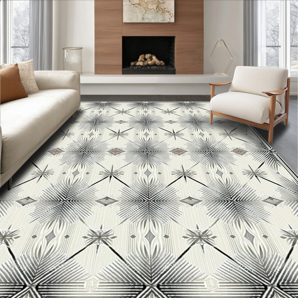 Abstract Geometric Star Pattern Rug