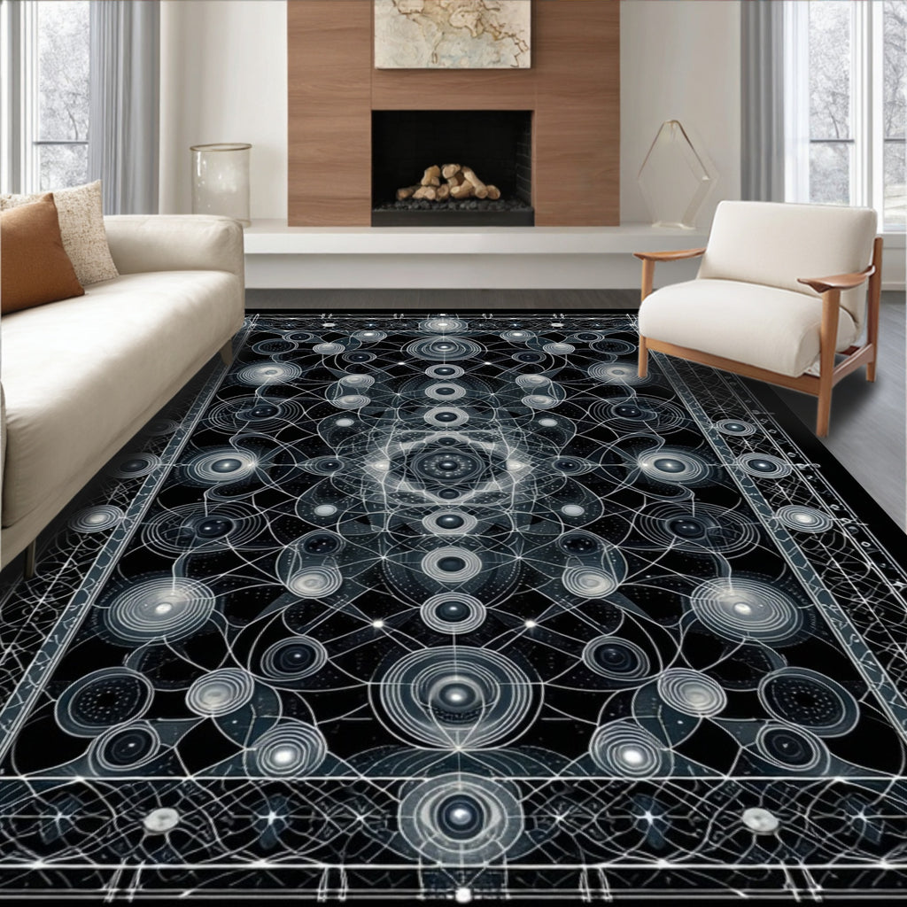 Abstract Geometric Circular Patterns Rug