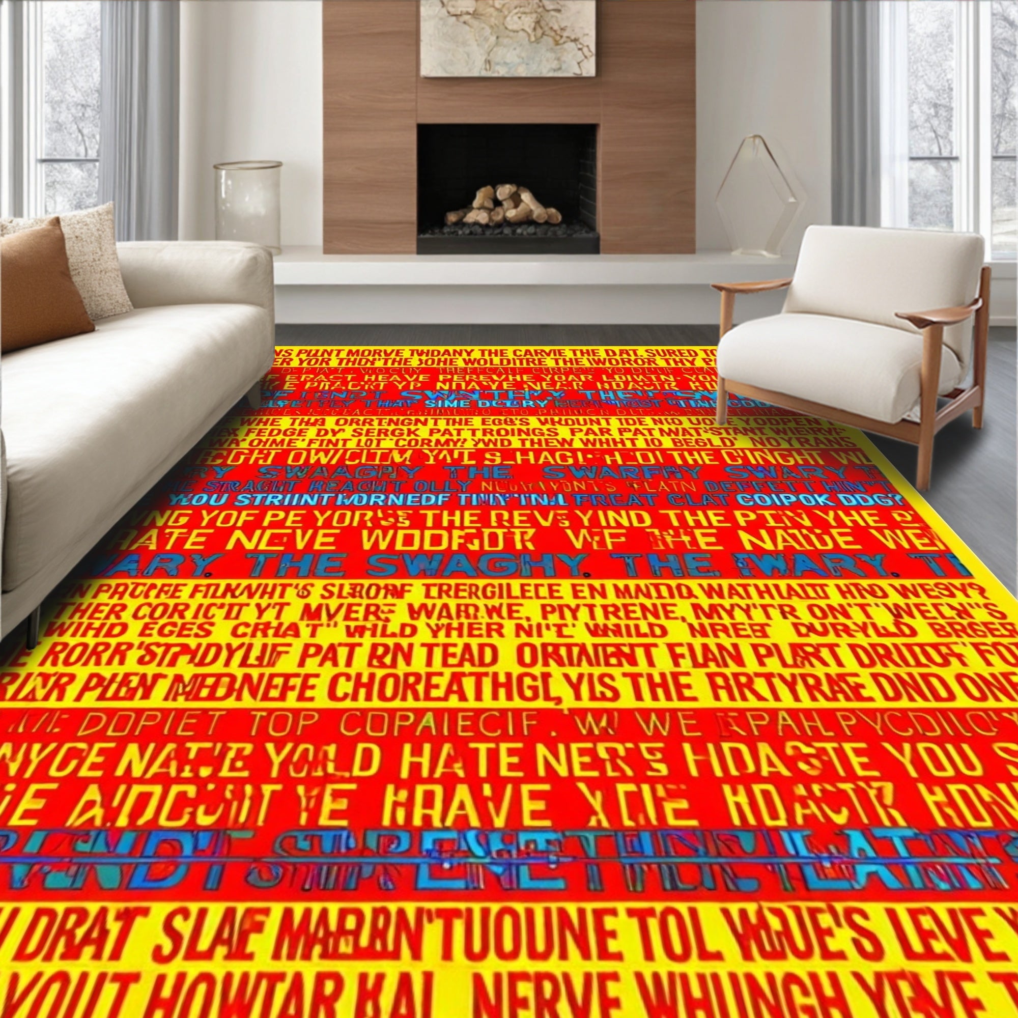 Abstract Jumbled Typography Rug