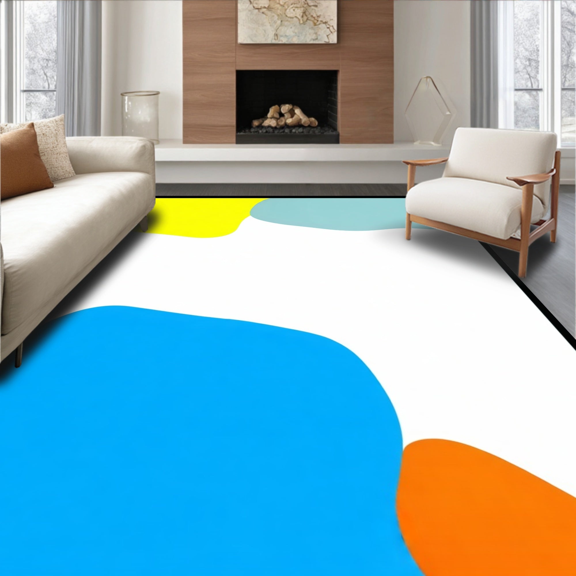 Abstract Blobs Bright Color Pattern Rug