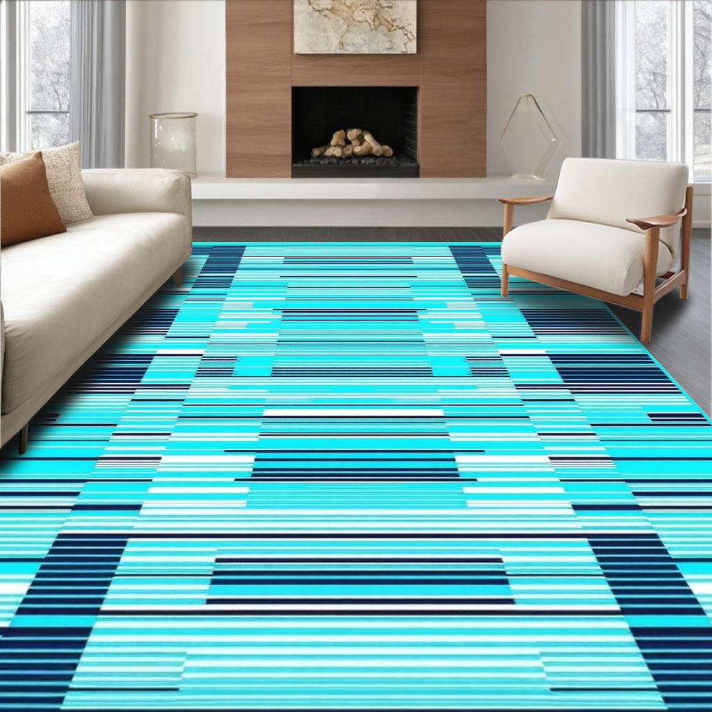 Abstract Geometric Stripe Design Rug