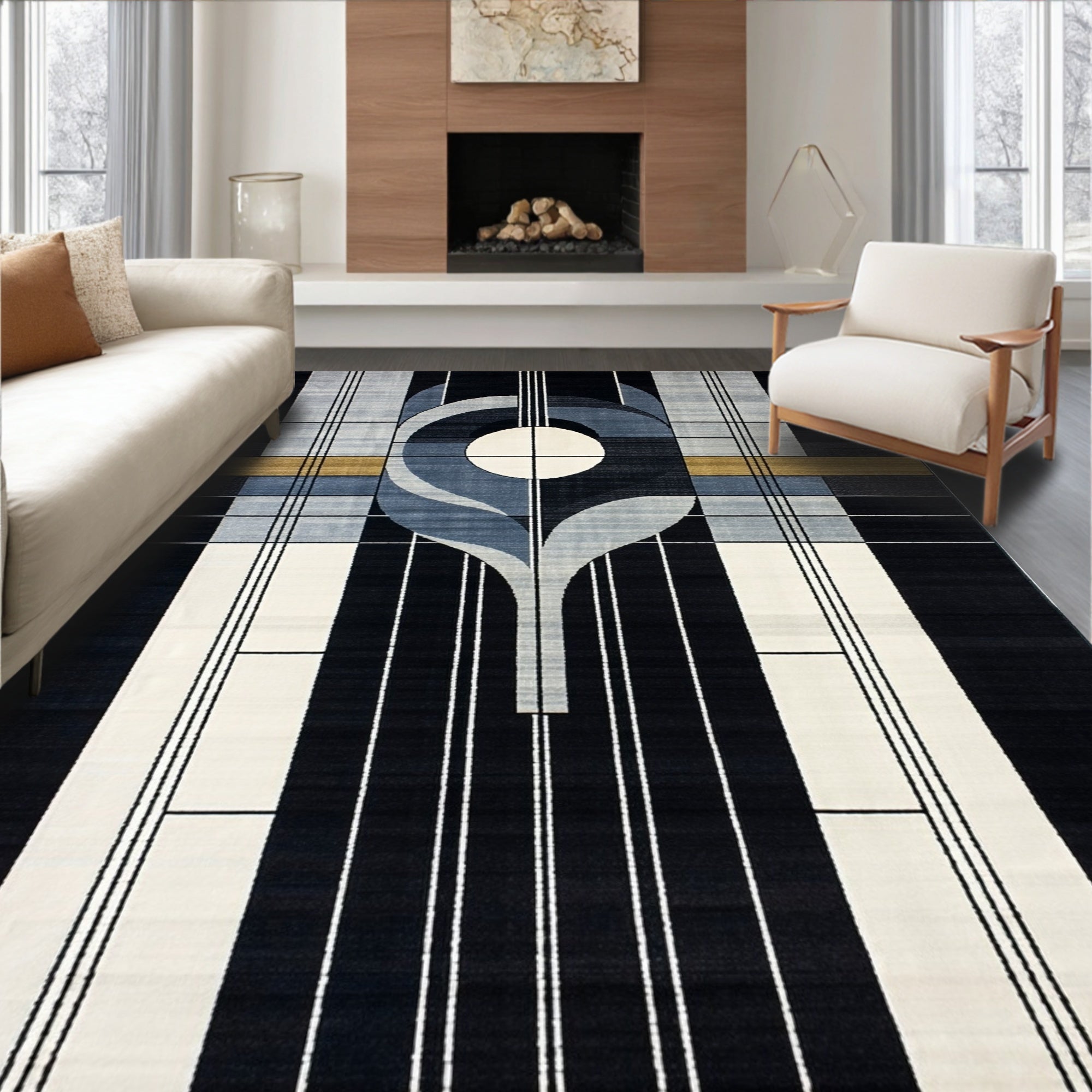 Abstract Geometric Art Deco Design Rug