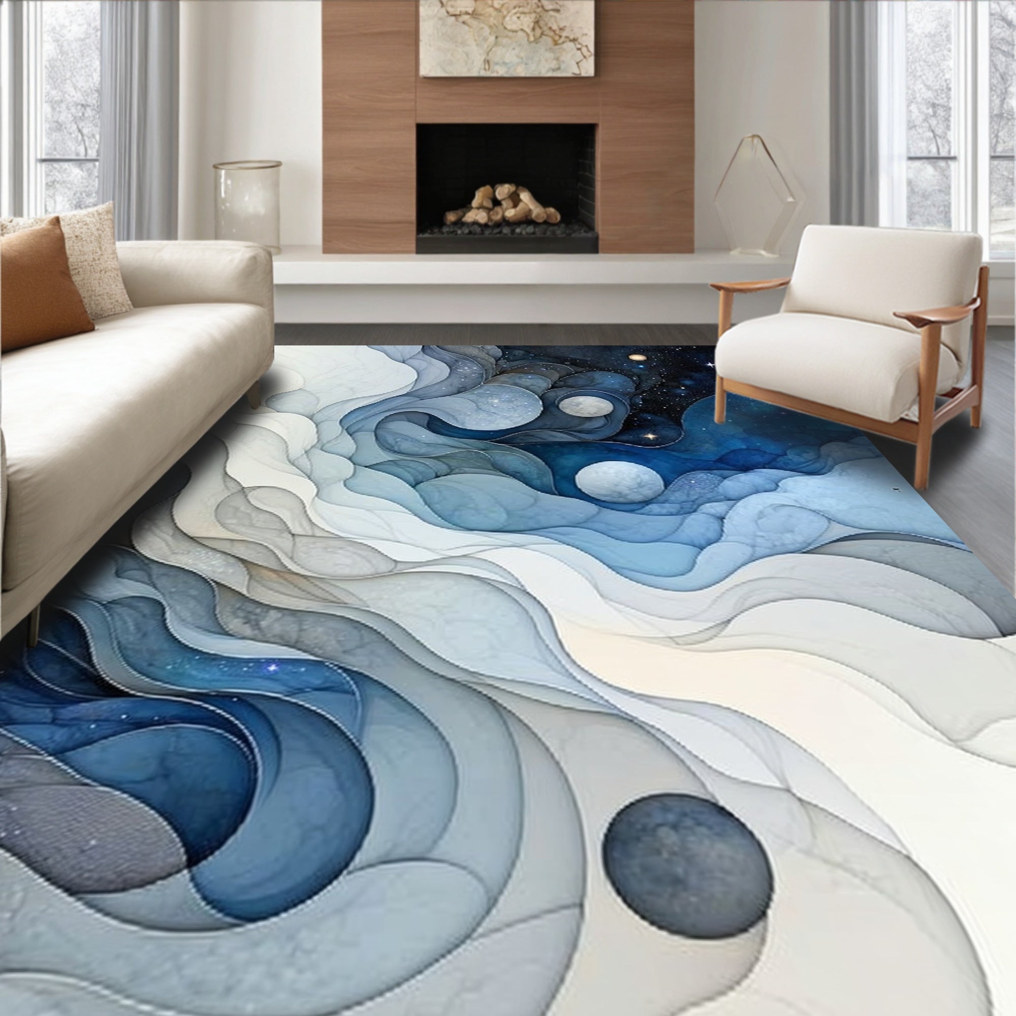 Abstract Nebula Swirl Pattern Rug