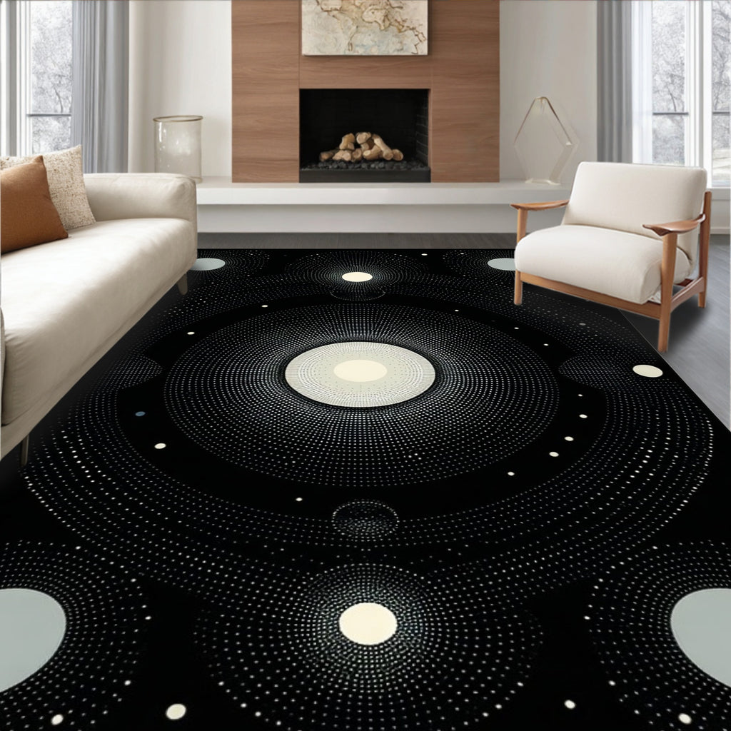 Abstract Geometric Dot Circle Pattern Rug