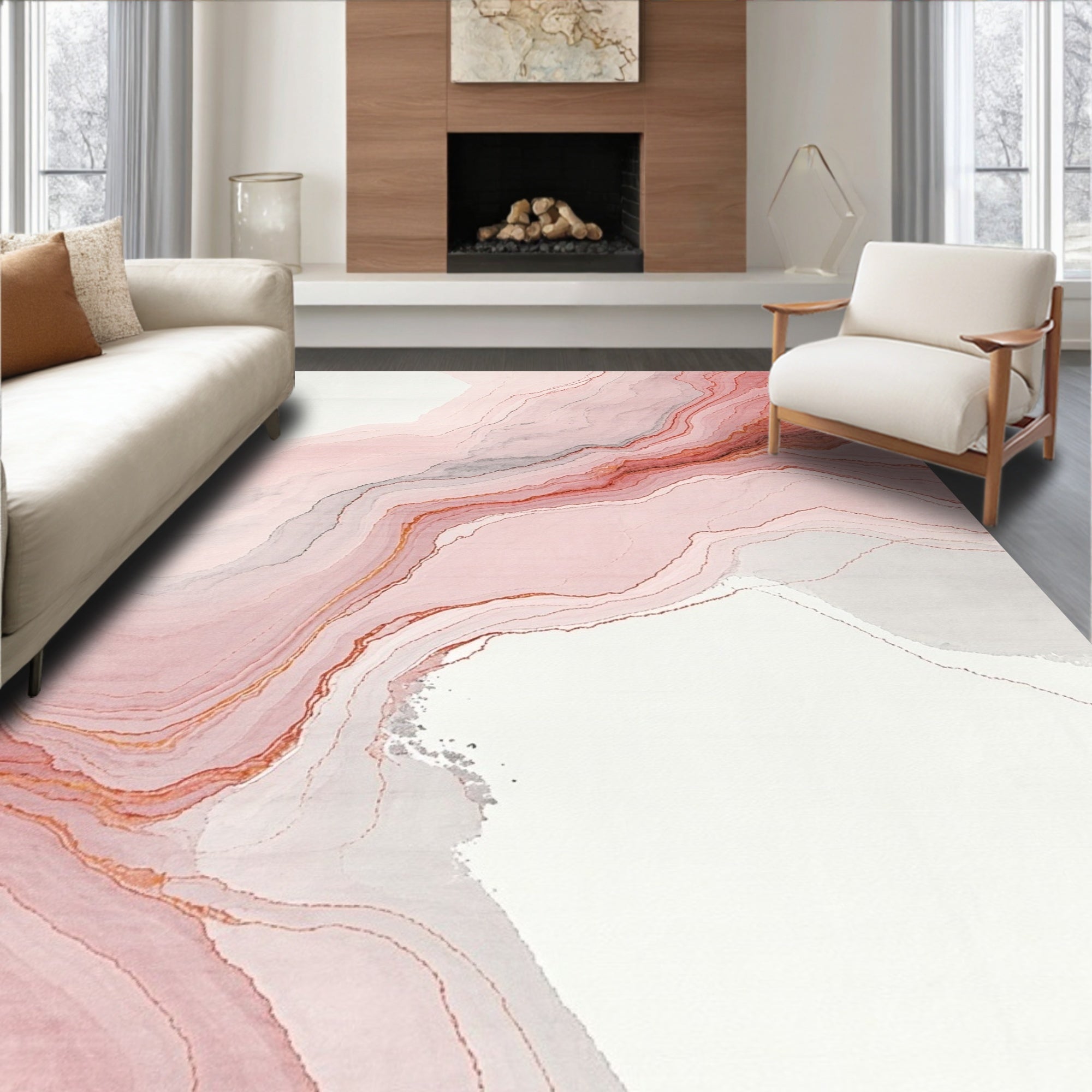 Abstract Layered Fluid Contours Rug