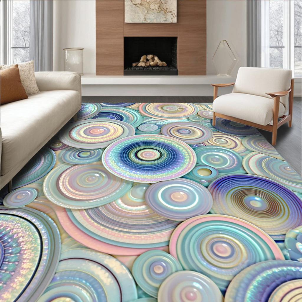 Abstract Circular Pastel Pattern Rug