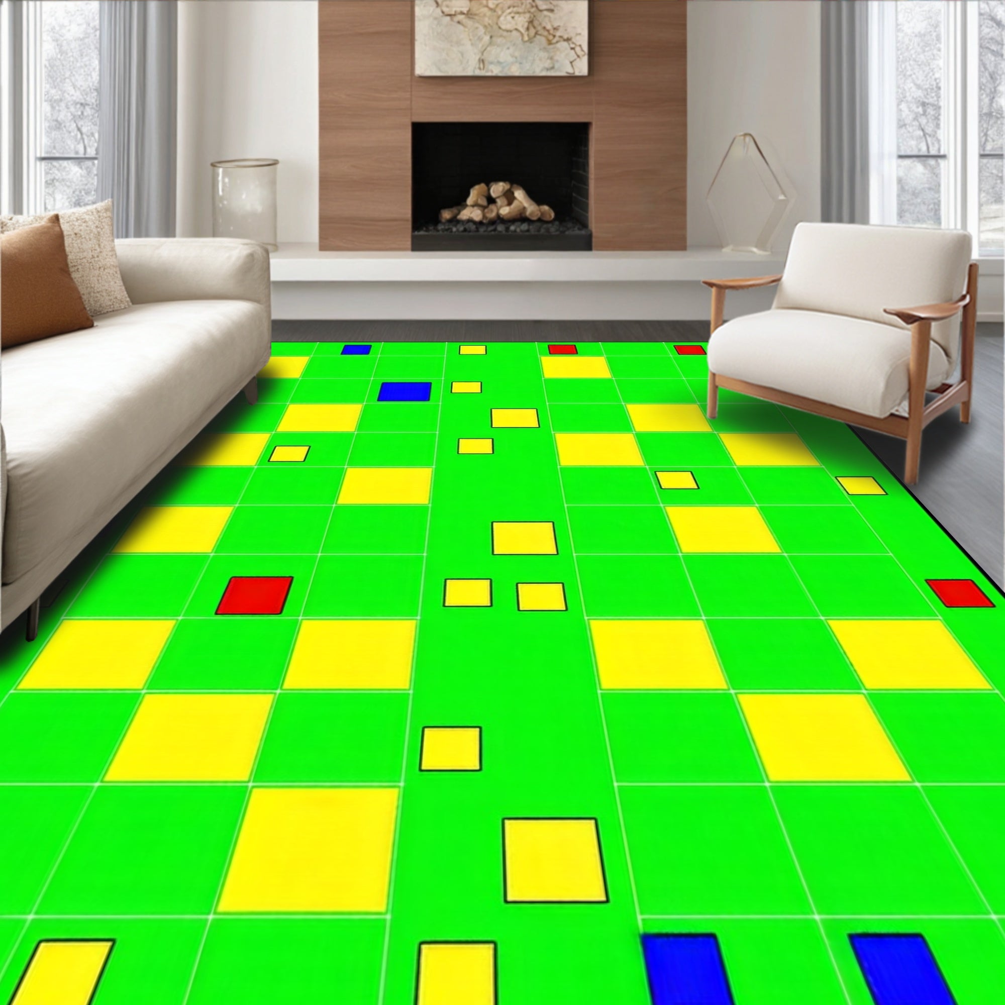 Abstract Geometric Blocks Rug