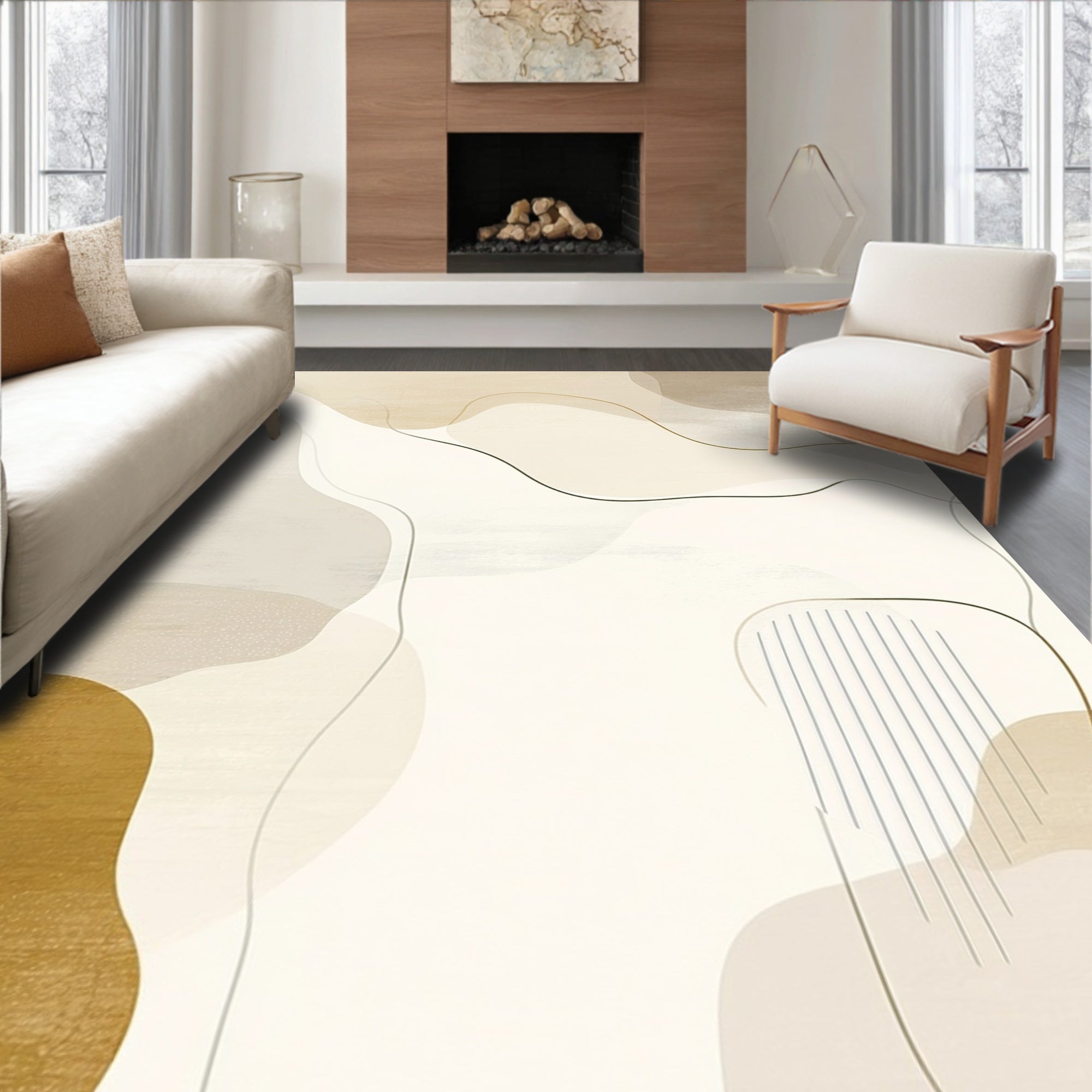 Abstract Earth Tones Organic Shapes Rug
