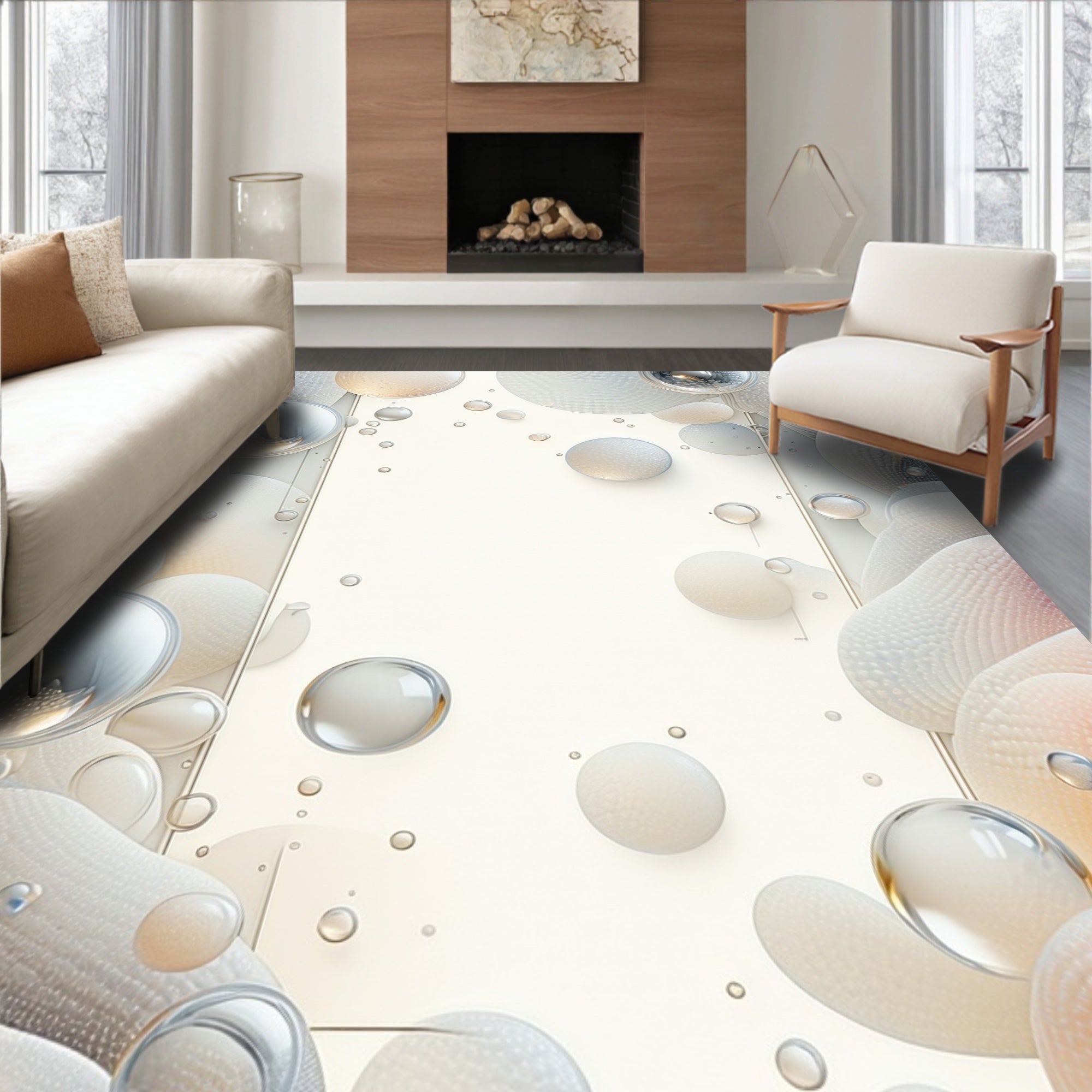 Abstract Bubbles and Spheres Design Rug