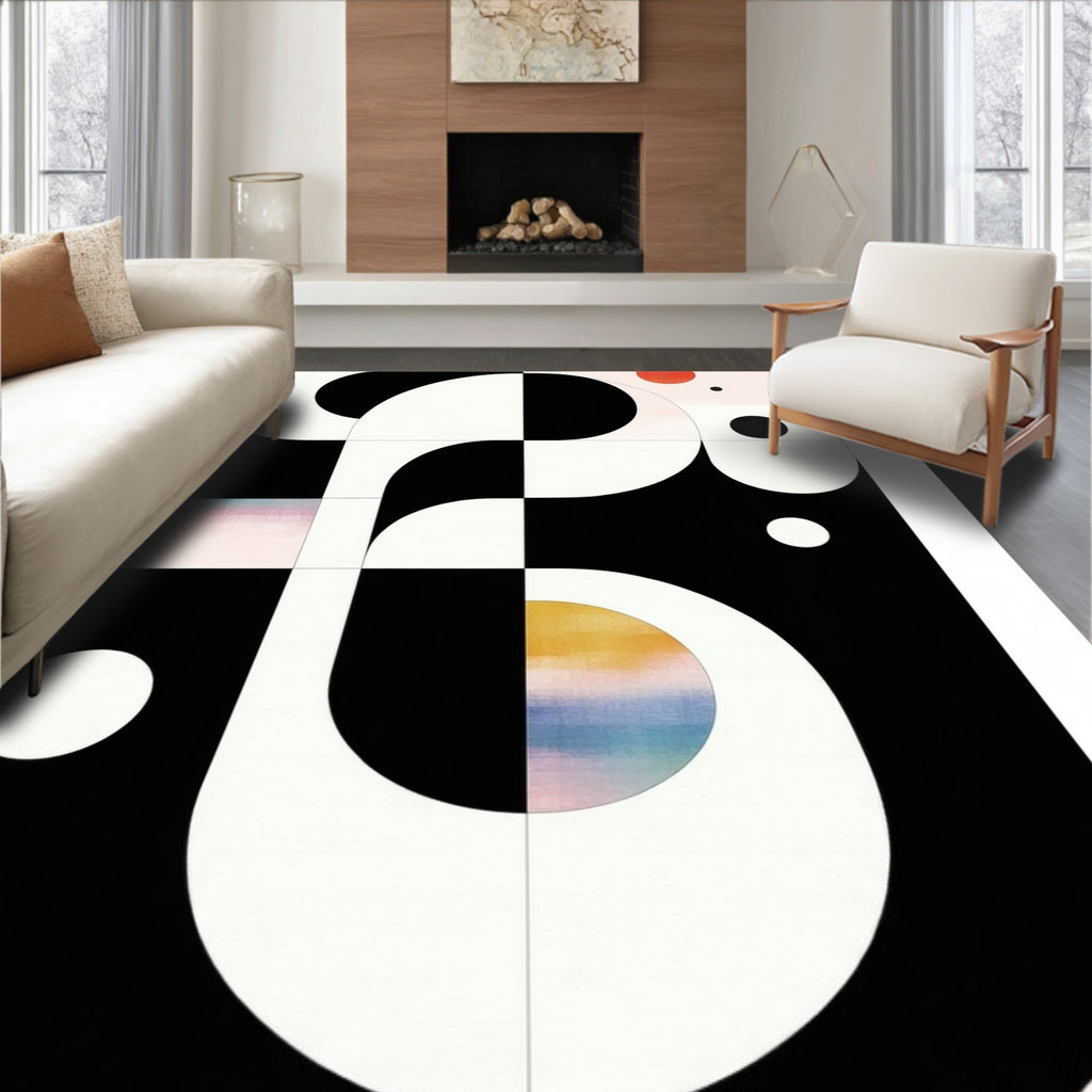 Abstract Geometric Circles Curves Design Rug