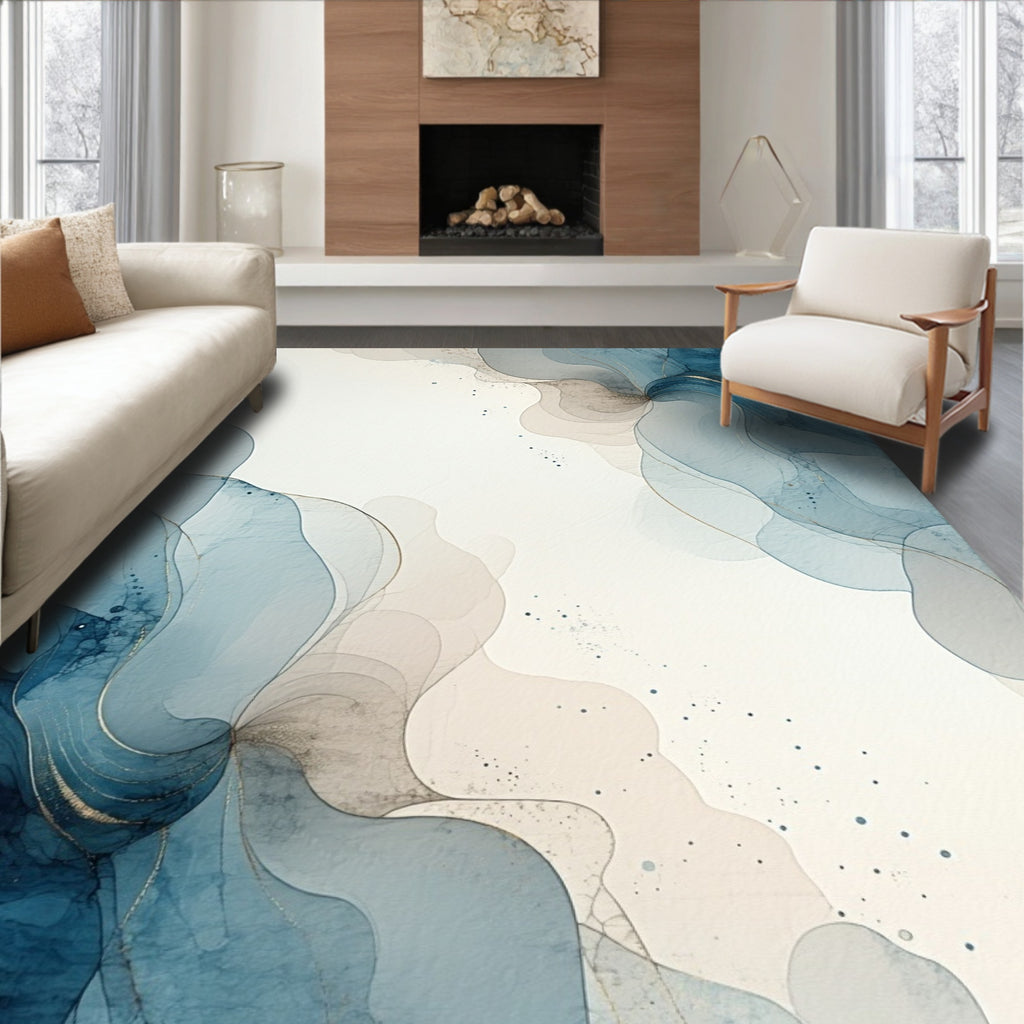 Abstract Ink Flow Design Rug