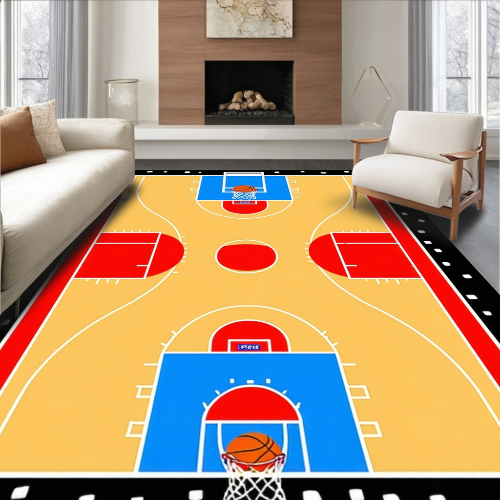 Abstract Basketball Court Graphic Rug