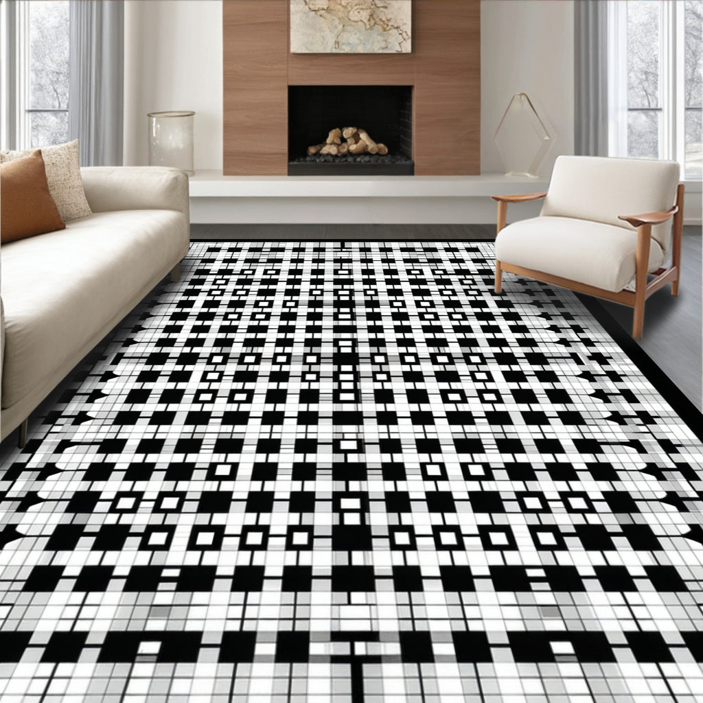 Abstract Geometric Square Pattern Design Rug