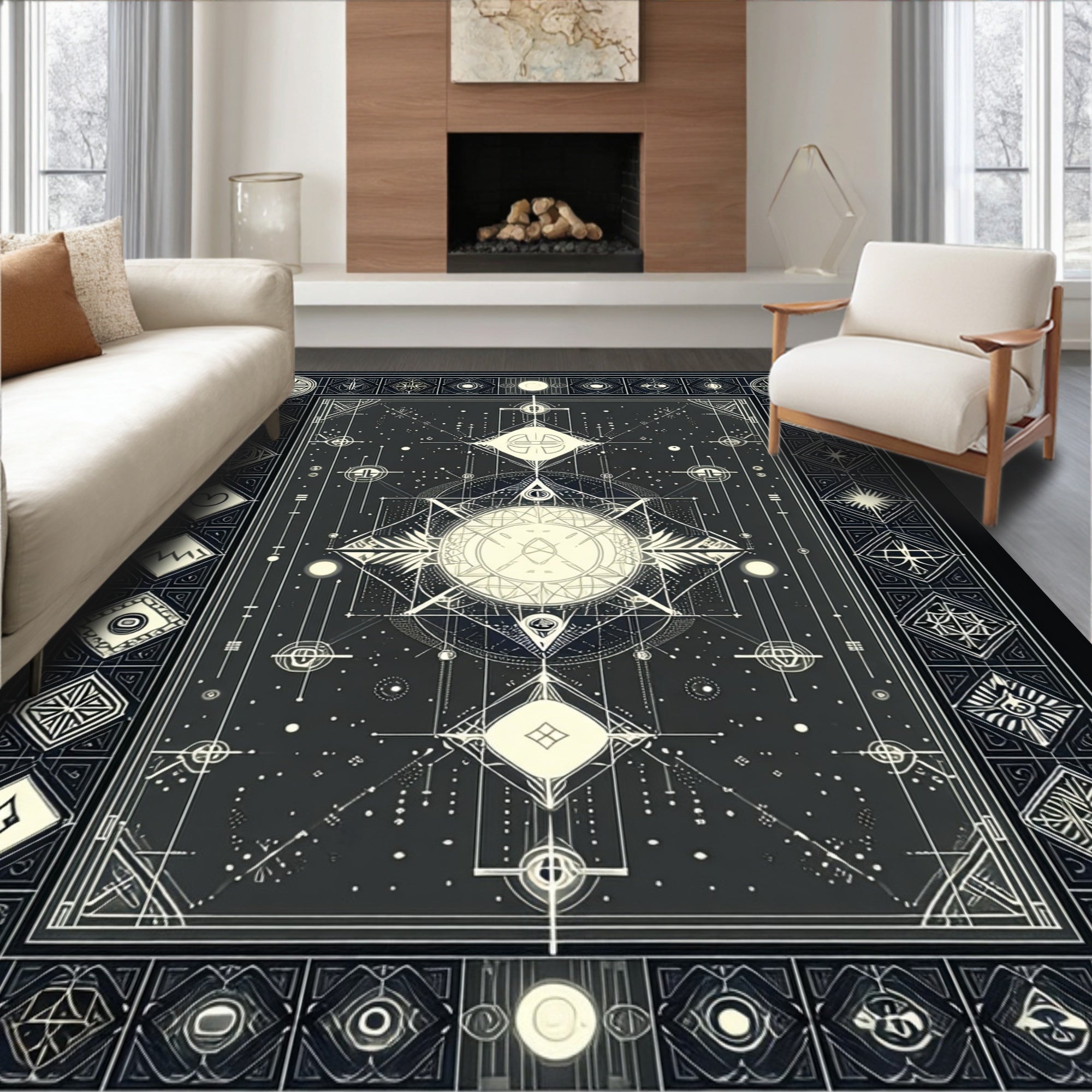 Abstract Geometric Cosmic Patterns Rug