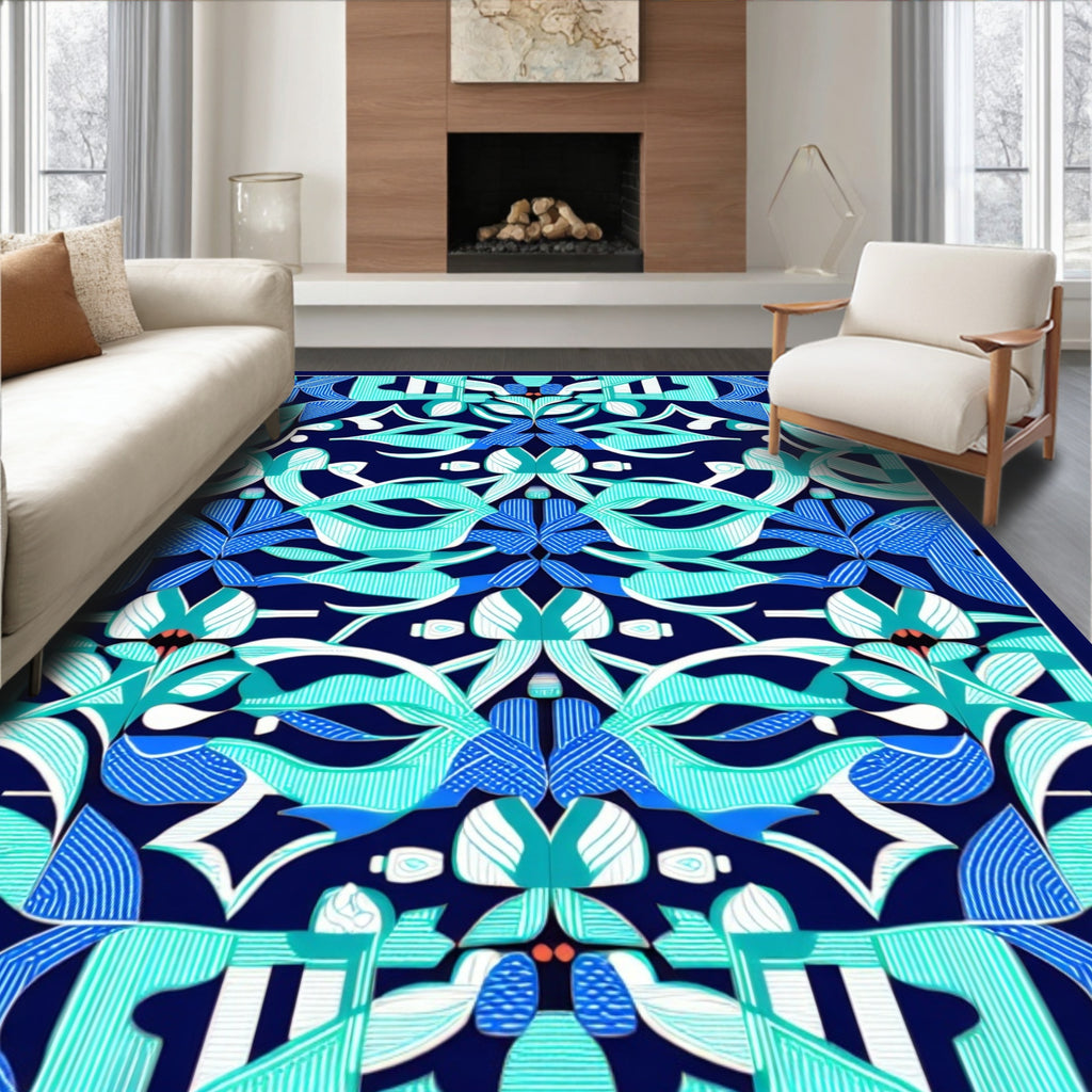 Abstract Floral Pattern Geometric Design Rug