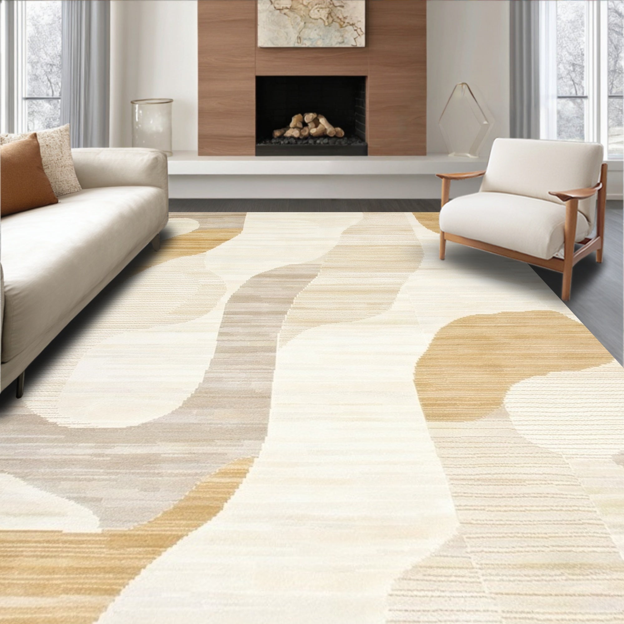 Abstract Organic Striped Pattern Rug