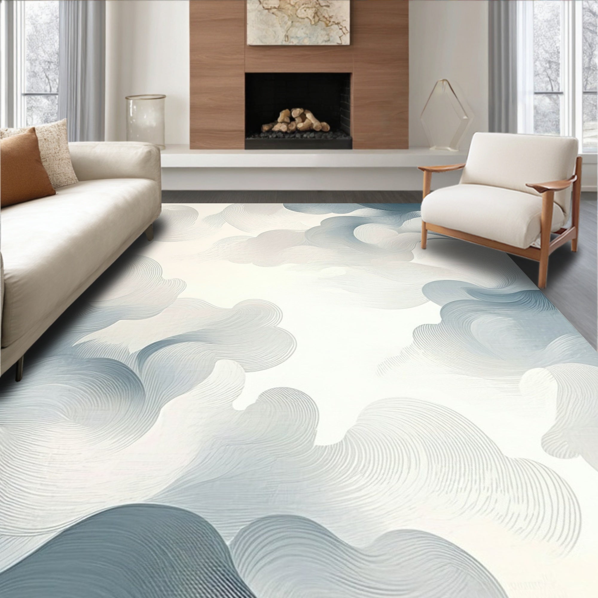 Abstract Cloudscape Swirls Design Rug