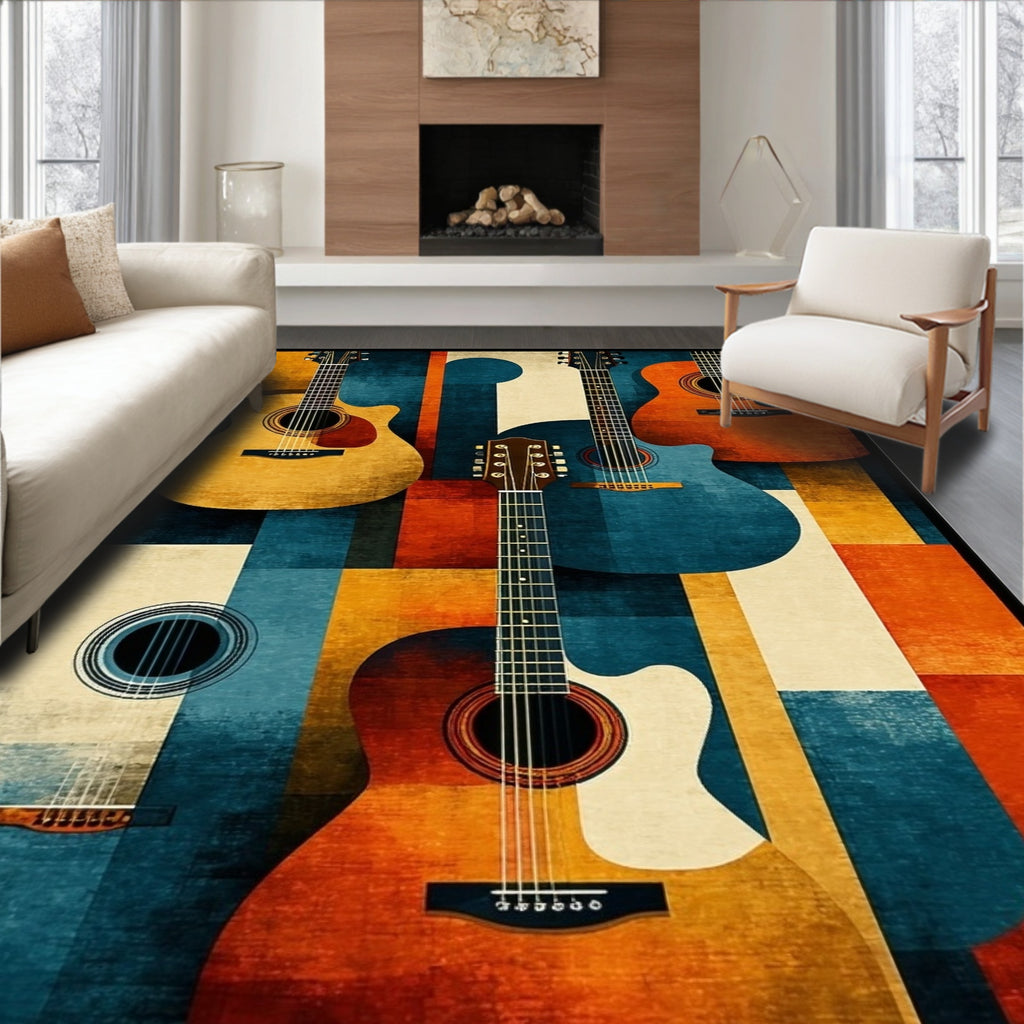 Abstract Guitar Collection Art Rug